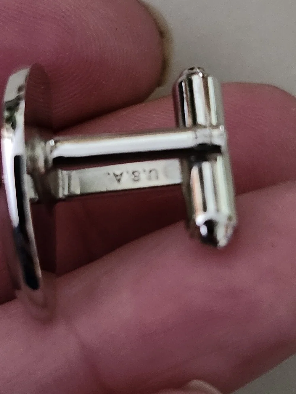 Vtg Mid Century Modern Hickok Silver Tone Cufflinks With Starburst Design